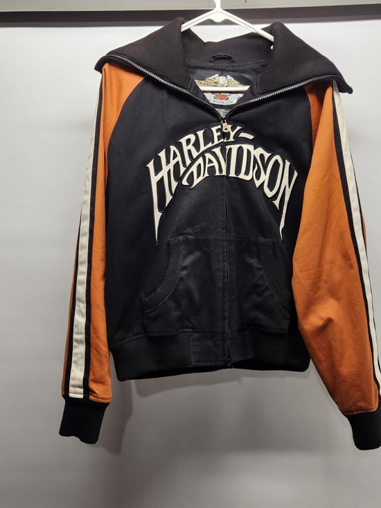 Harley-Davidson Jackets & Blazers - Harley-Davidson Womans Black & Orange Zip  Jacket Size Xl